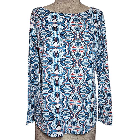 Blue Printed Long Sleeve Tee Size Medium - Picture 1 of 3